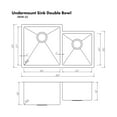 thumbnail image 4 of ZLINE 32 in. Jackson Undermount Double Bowl Kitchen Sink with Bottom Grid (SRDR-32), 4 of 5