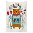 thumbnail image 3 of Ambesonne Bear Tablecloth Rectangular Table Cover, Cartoon Flowers and Leaves, 60"x84", Multicolor, 3 of 4