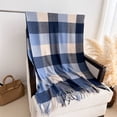 thumbnail image 7 of PMVFHDE Elegant Lightweight Plaid Shawl Scarf Winter Fashion Wrap With Fringe For Casual Travel And Daily Use Blue, 7 of 7