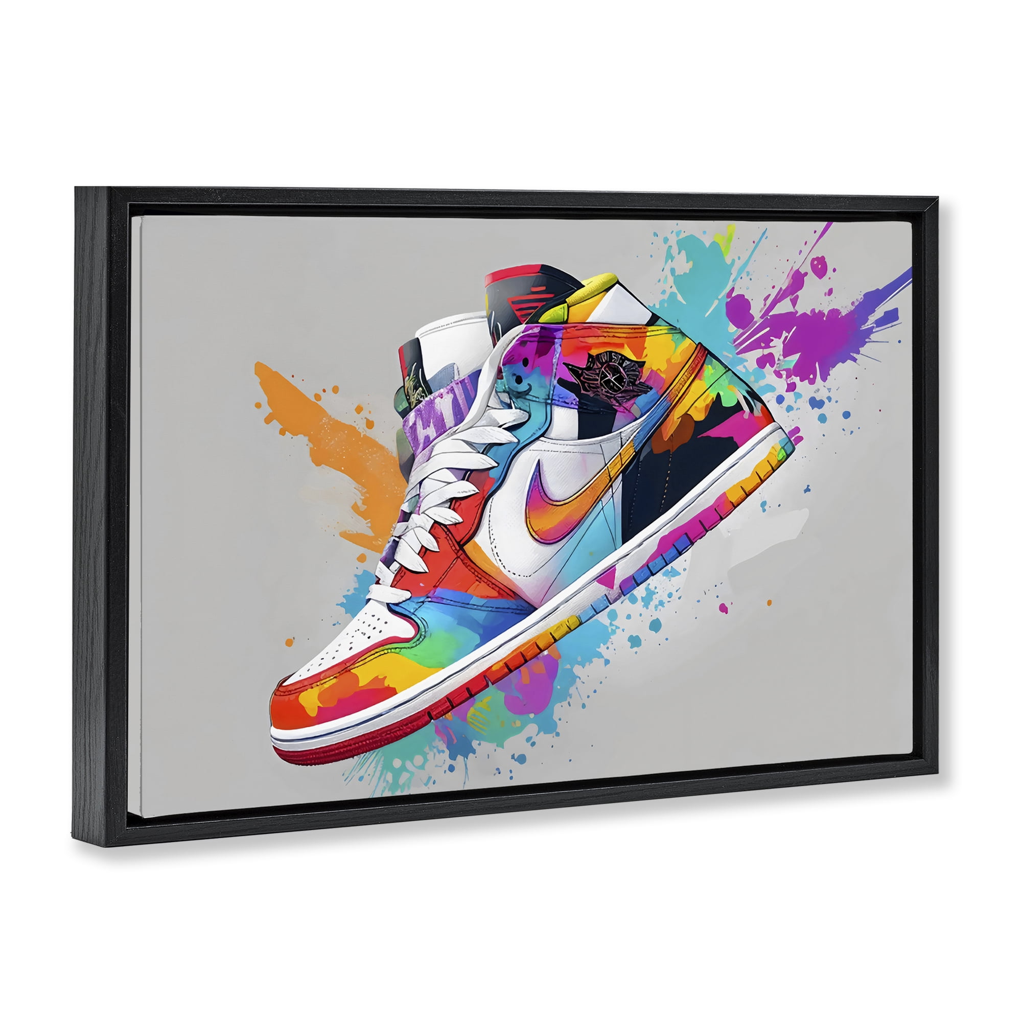 Stupell Industries Hightop Sneaker with Splatter Black Framed Floater Canvas Wall Art, design by Creative Studio