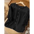 thumbnail image 5 of ZANZEA Women 3/4 Sleeved Tops Casual Loose Blouse Solid Color Shirts, 5 of 7