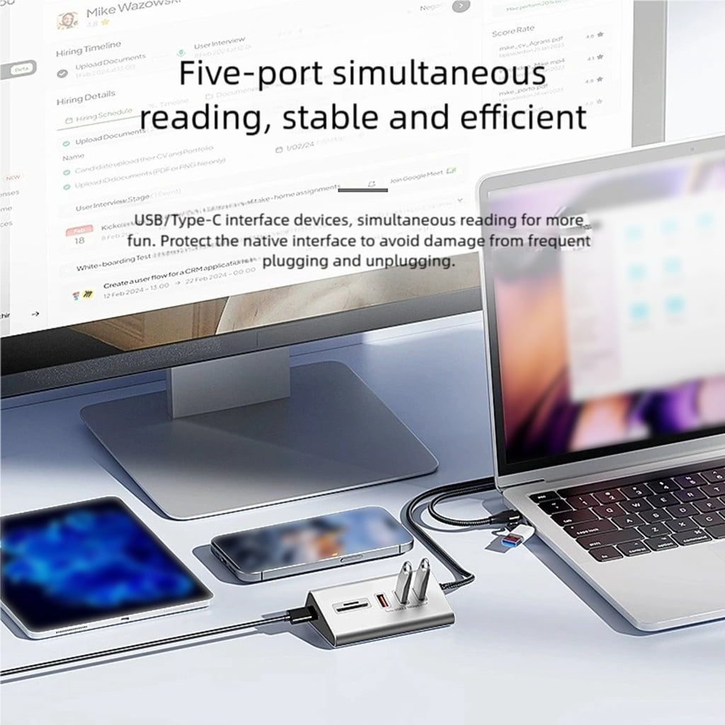 PatungKu Small USB Type C And USB A 3.2 Hubs with Cards Reader Strong Aluminum Alloy Case