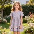thumbnail image 2 of HAYIMI Girls Cartoon Floral A-Line Dress For Kids Lightweight Party Kidswear For Girls Comfortable Everyday Dress With Cute Print O-Neck Relaxed Fit Dresses, 2 of 6