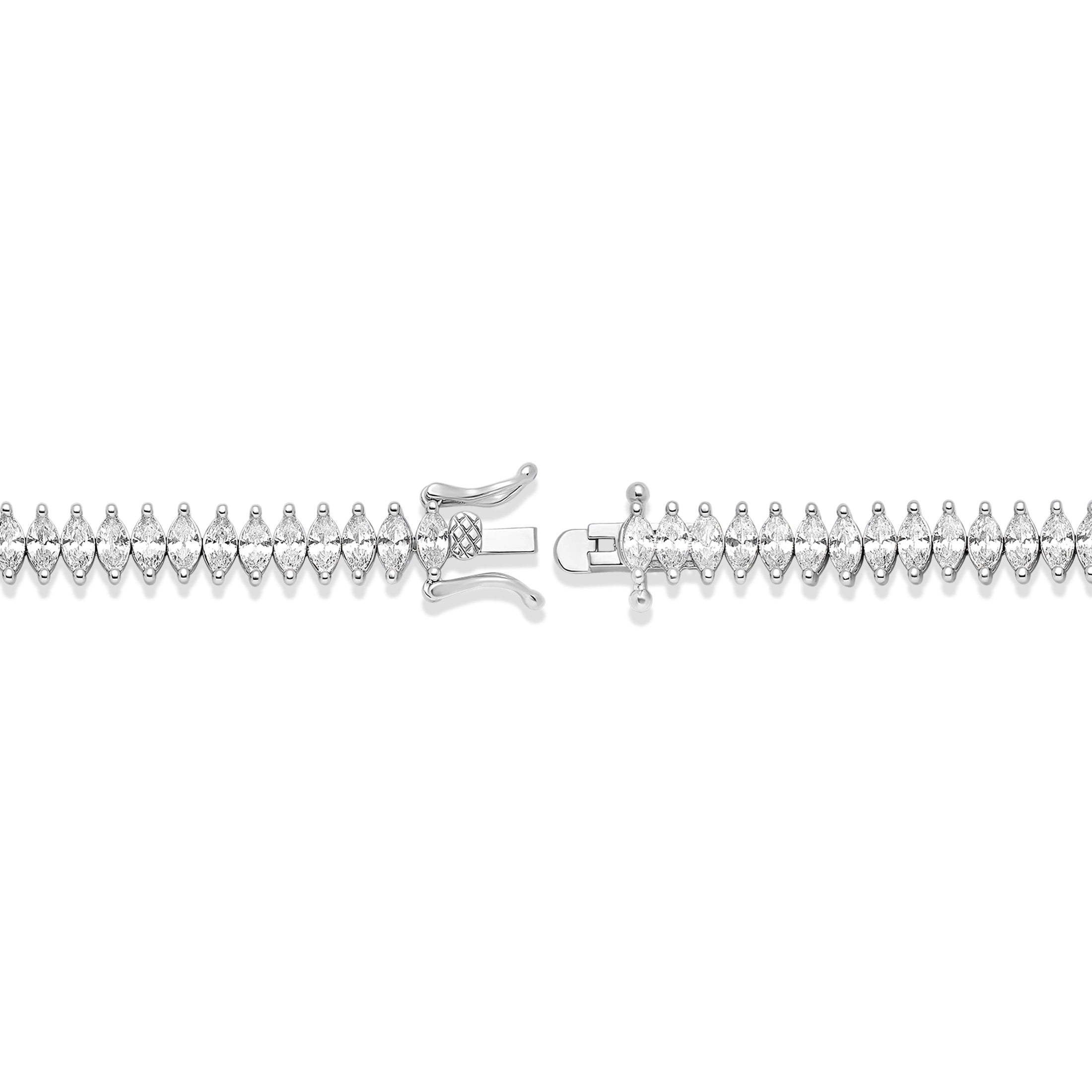 Believe by Brilliance Women's Fine Silver Plated Marquise Cut CZ Tennis Bracelet