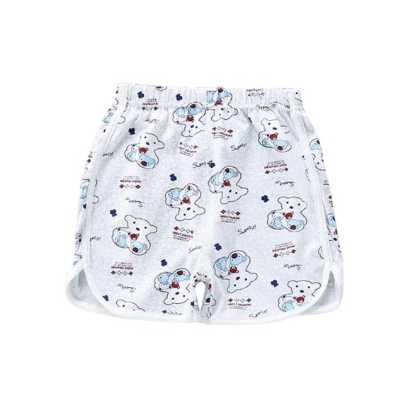 Akiihool Boys Shorts Boys' Cotton Pull on Jogger Shorts (White,12-18 Months)