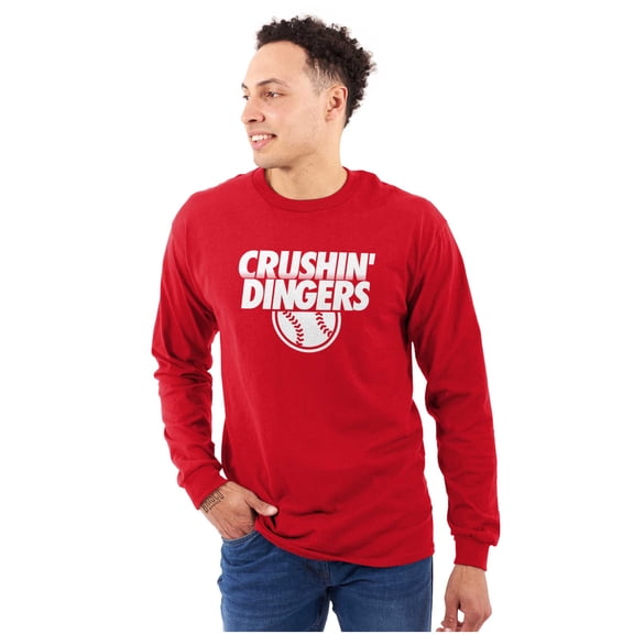 Baseball Homerun Crushin Dingers Men's Long Sleeve Tee T Shirt Brisco Brands S