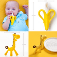 thumbnail image 2 of 0-6 Months Baby Teething Toy for Girls | 6-12 Months Baby Teething Device | Newborn Mittens Giraffe Banana | BPA Free Baby Teether Set - Pink Color, 2 of 6