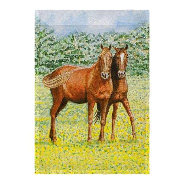 Betsy Drake FL057 Drapeau à Deux Chevaux - 12,5 x 18 Po.