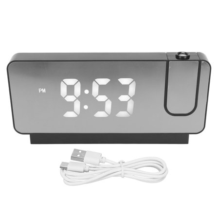 LED Digital Clock, Projection Alarm Clock Time Date Temperature Display 180 Degree Wide Angle HD LED Screen Projectable Clock for Home[black]
