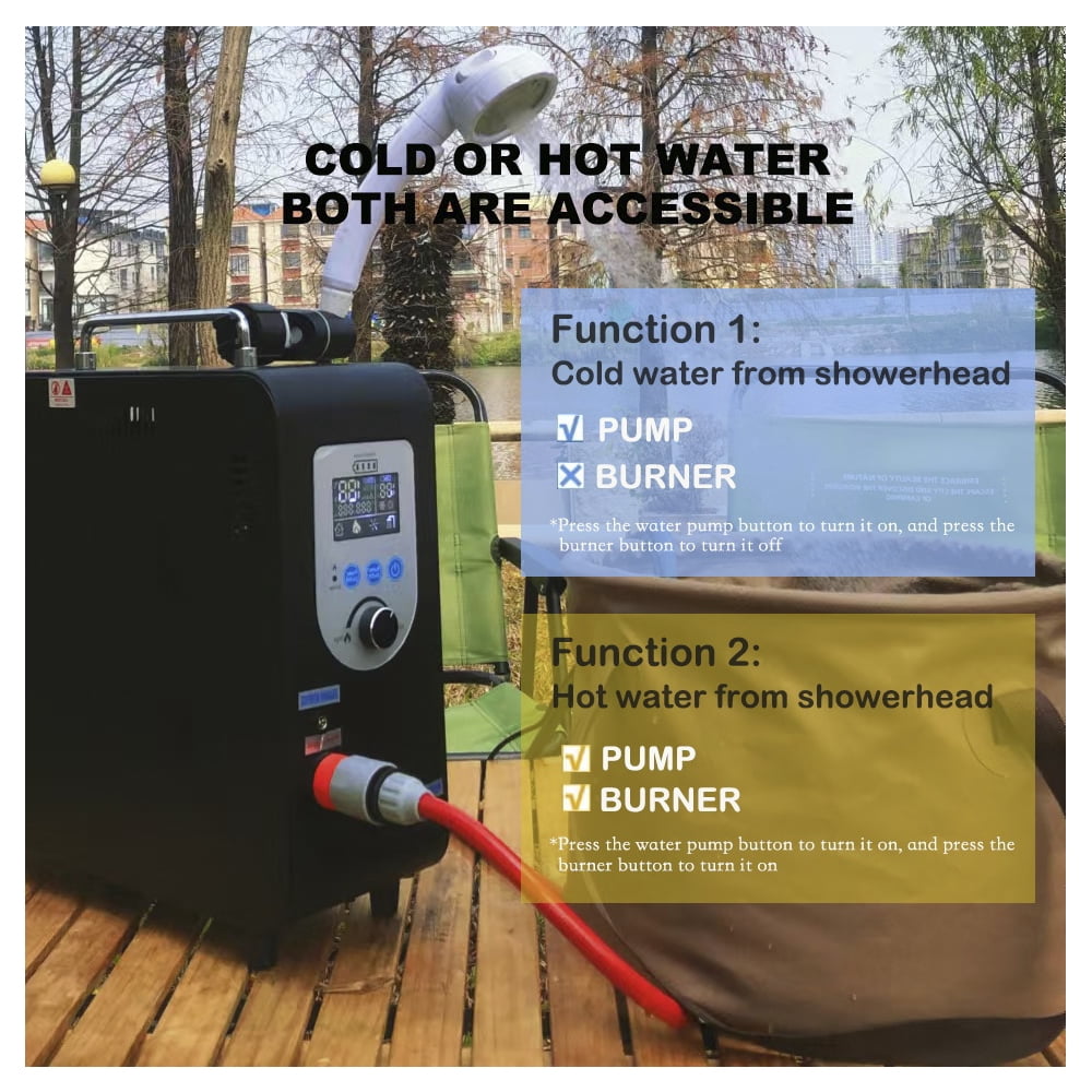 Portable Propane Water Heater for Camping, Instant Hot Water Heater On Demand with 4000mAh Battery for Outdoor Showering and Cleaning, Included Showerhead