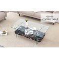 thumbnail image 2 of LiviNest Glass Coffee Table with Double Layer Storage: 43.3-Inch Modern Design for Small Apartments & Living Rooms - Tool-Free Assembly & 250LB Capacity in 4 Finish Options, 2 of 6