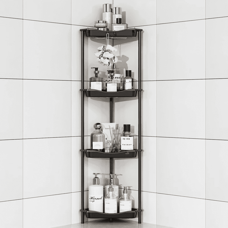 TINANA 4-Tier Corner Shower Caddy, Black photo 1