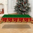 thumbnail image 4 of Christmas Tablecloth - PE Plastic Table Cover with Reindeer, Snowflakes, and Bells Pattern for Holiday Parties, Durable, Leak-Proof, Easy Cleanup, 4 of 6
