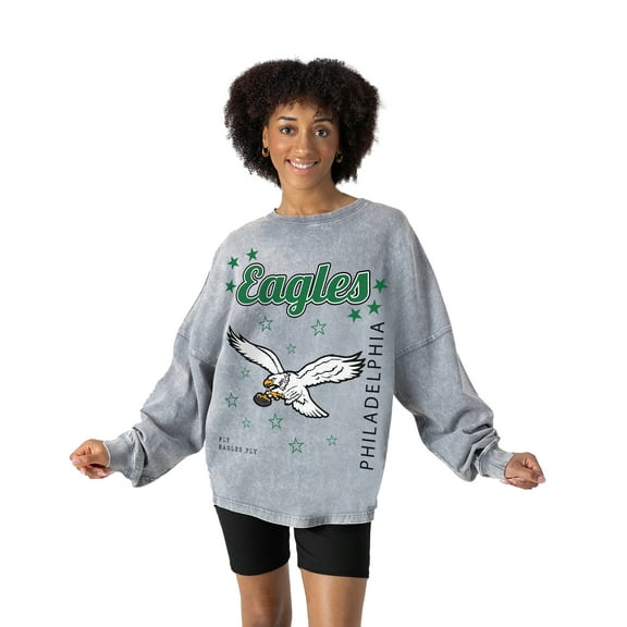 Women's Gameday Couture Gray Philadelphia Eagles Starbound Oversized Snow Wash Long Sleeve T-Shirt