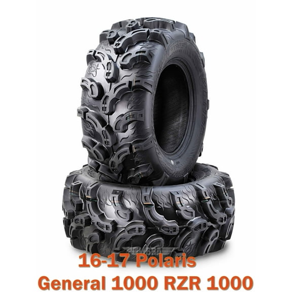 16-17 Polaris General 1000 RZR 1000 ATV Front Tire Set 27x9-12 Super Lug Mud