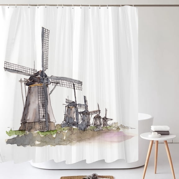 Nordic style Painting landscape Shower Curtain Abstract Art Waterproof Polyester