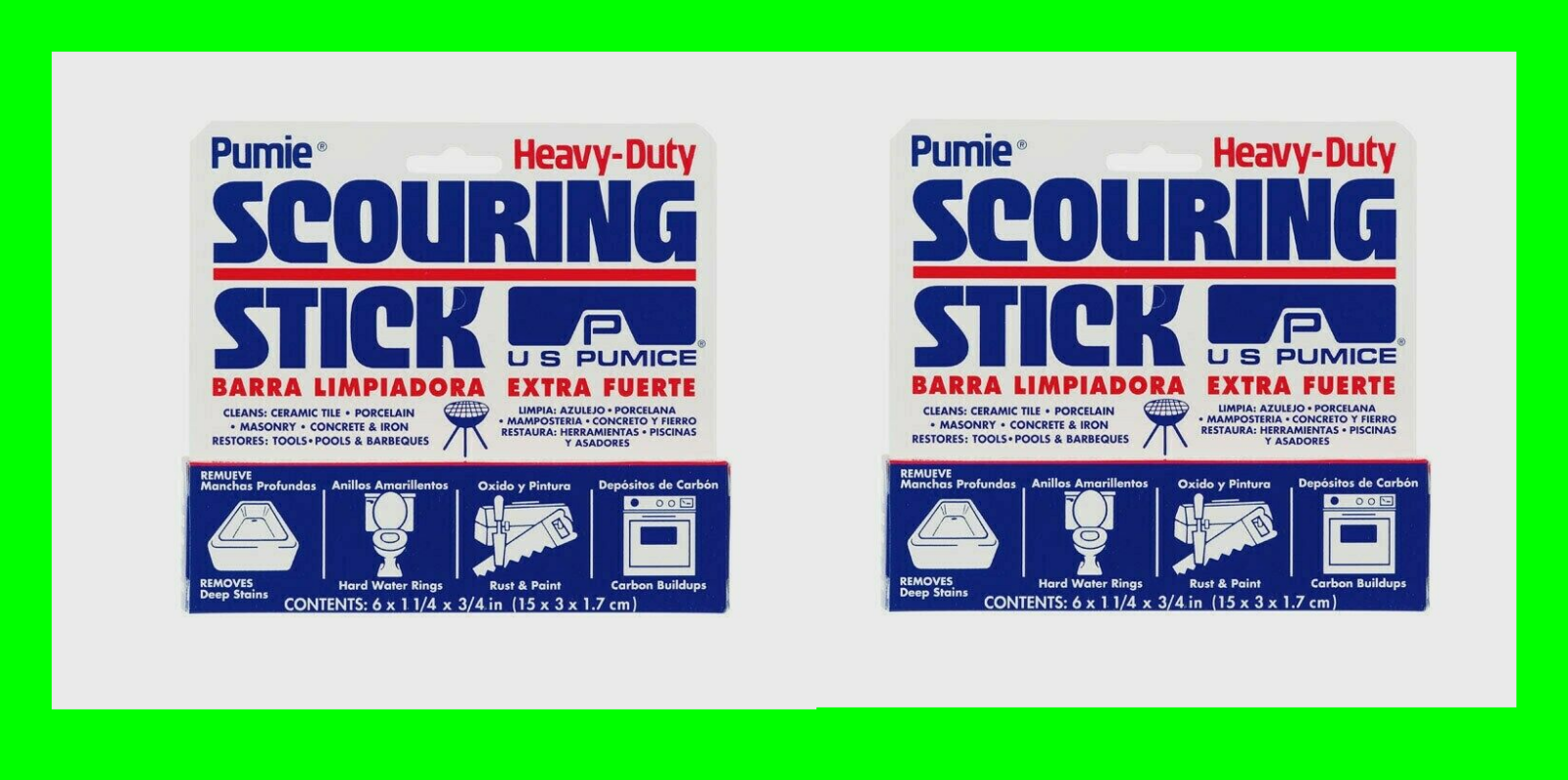 2 US Pumie Pumice Heavy Duty Scouring Stick Stone Cleaner TOILET GRILL