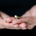 thumbnail image 6 of Rosec Jewels Freshwater Pearl 2 Stone Promise Ring - Womens Pearl and Emerald Ring (AAA Quality) Ready to Gift for Valentines, 18K Yellow Gold, US 13.00, 6 of 8
