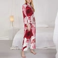 thumbnail image 4 of Junzan Rose Print Womens Pajama Sets,Long Sleeve Button Down For Women Pjs 2 Piece, 4 of 9