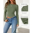thumbnail image 4 of FreshPretty Womens Long Sleeve Tops Fall Fashion Ribbed Slim Fit Y2K Boat Neck T Shirts Casual Going Out Workout Outfits, 4 of 9