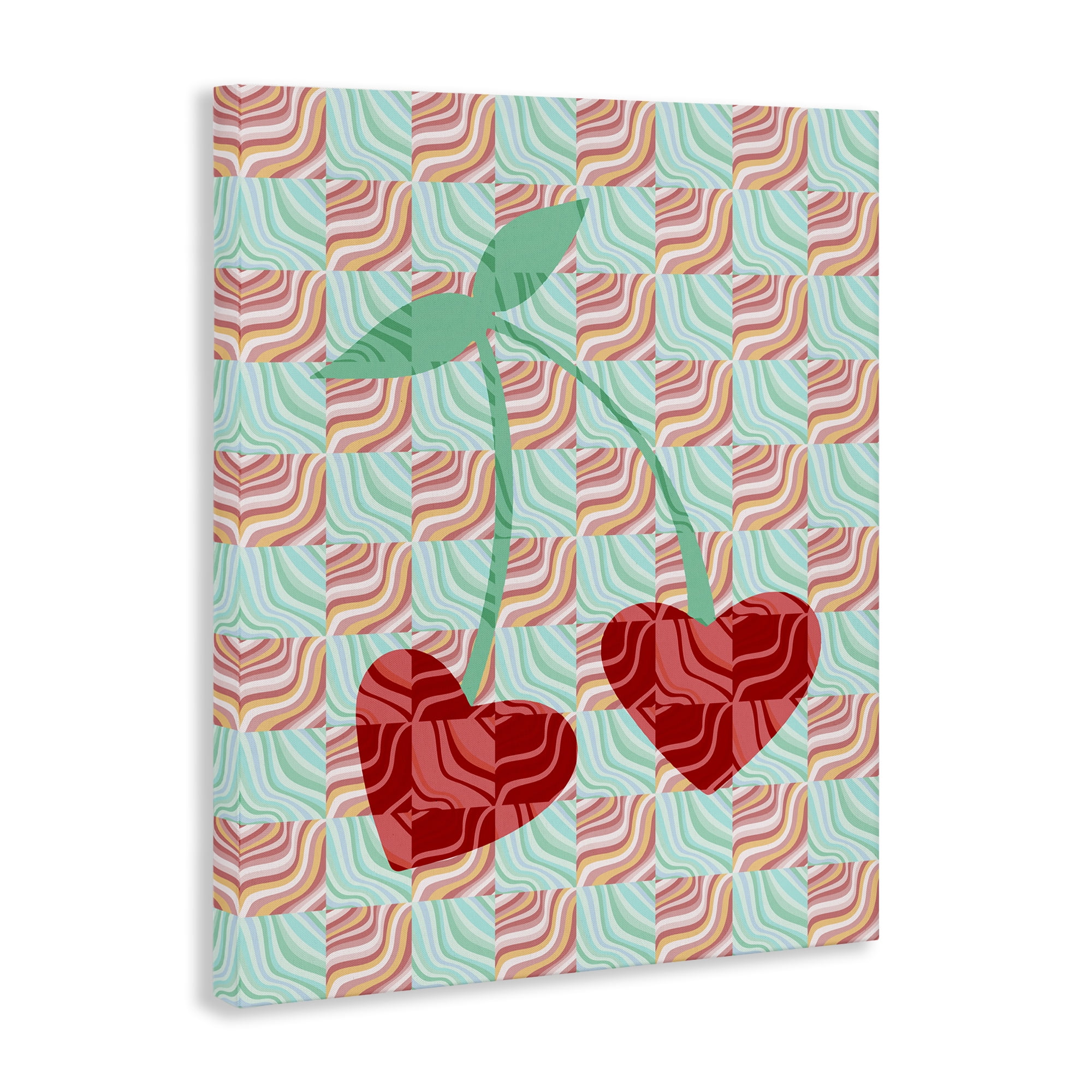 Stupell Industries Groovy Patterned Cherries Food & Beverage Painting Gallery Wrapped Canvas Art Print Wall Art, 36 x 48