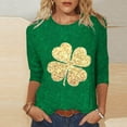 thumbnail image 2 of BLVB Womens St. Patrick's Day Shirts 3/4 Sleeve Crewneck T Shirt Clover Shamrock Tops Casual Vacation Tunic Tee Tops, 2 of 5