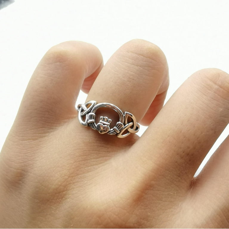 Sterling Silver Claddagh Ring For Women - Irish Heart, Hands & Crown Design, 925 Silver With Zircon, Gift Boxed For Her, Size 8