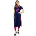 thumbnail image 5 of Bimba Women Summer Kurti Kurta Solid Yoke Blue Tunic Casual Boho Chic Blouse, 5 of 7