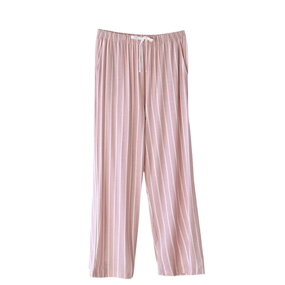 Ohufall Modal Pajama Pants for Women Soft Comfy Sleep Pants Cute Stripe Printed Drawstring Elastic Waist Pj Pants Fashion Loose Home Lounge Bottoms with Pockets