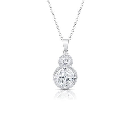 Tilo Jewelry .925 Solid Silver Bridal Style Infinity Pendant Necklace with Cubic Zirconia CZ Stones | Adjustable Chain | Women