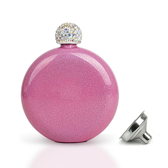 Toptie Glitter Pink Flask for Women, 5oz Hidden Small Flask for Liquor, Secret Whiskey Container
