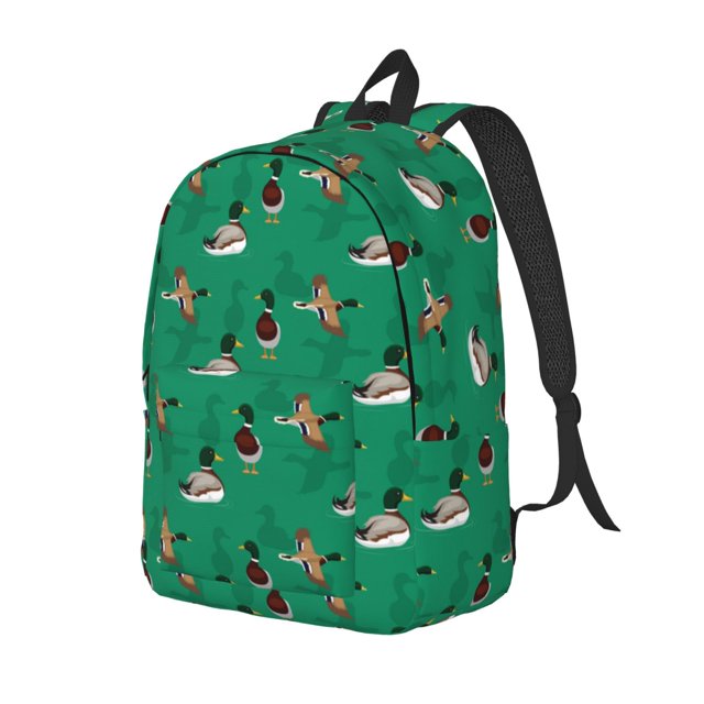Disketp Duck Mallard Flying Pose print Canvas Backpack Lightweight Travel Daypack Student Rucksack Laptop Backpack-Small