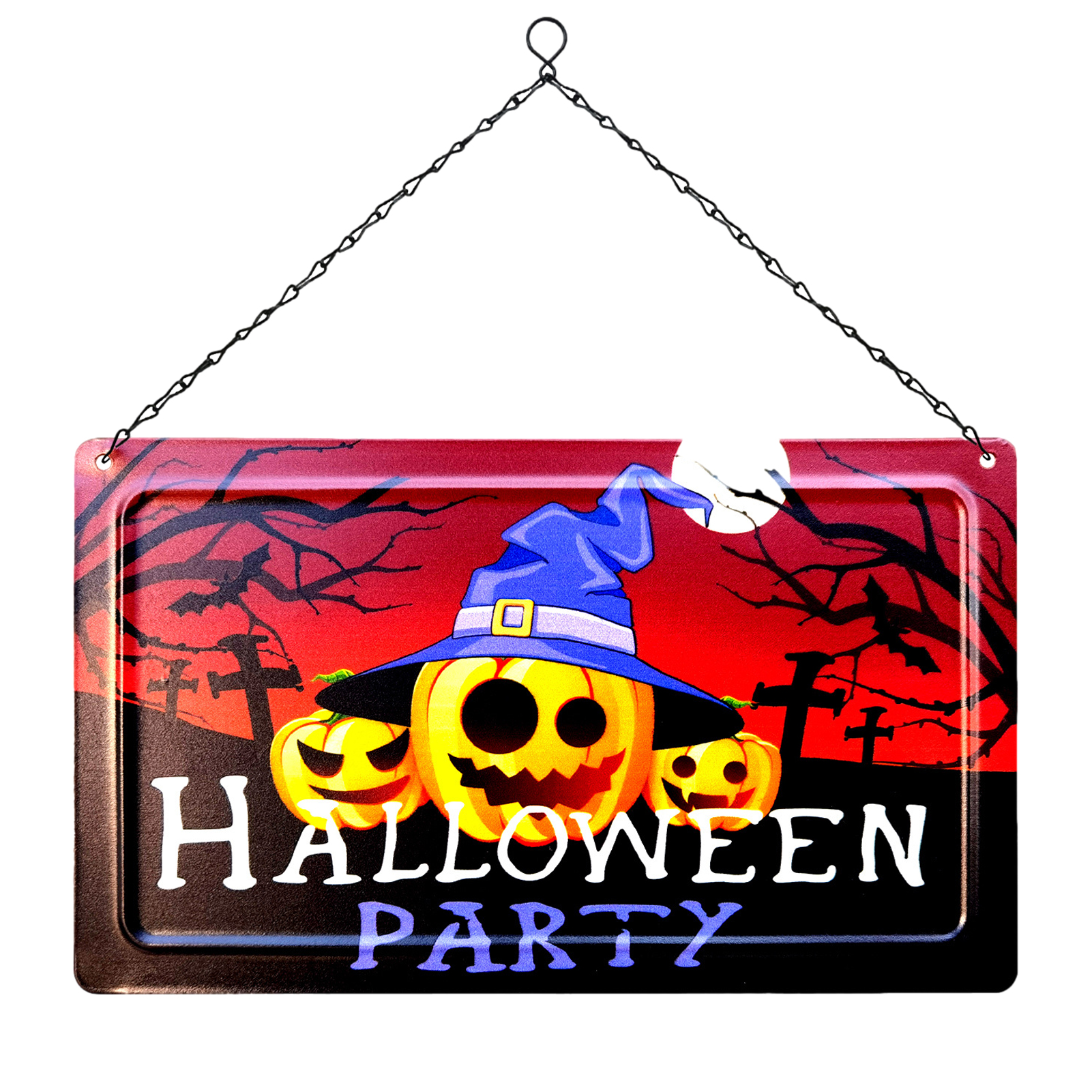 Halloween Metal Sign Wrought Iron Halloween Party Hanging Signs Pumpkin Skeleton