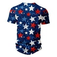 thumbnail image 4 of WREESH Men's Henley T-Shirt Short Sleeve Button Front 4th of July Print Summer Casual Style Multicolor, 4 of 5