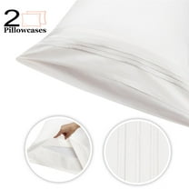 PiccoCasa 2Pcs Cotton Pillowcases Embroidered Pillow Covers, Queen White