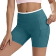 thumbnail image 3 of Women's High-Waist Stretch Yoga Shorts with Pockets, Tummy Control Compression Running Bottoms, Hip Lifting Athletic Training Gear for Gym, Jogging, Pilates, Workout & | TruHer,Dark Blue M, 3 of 7