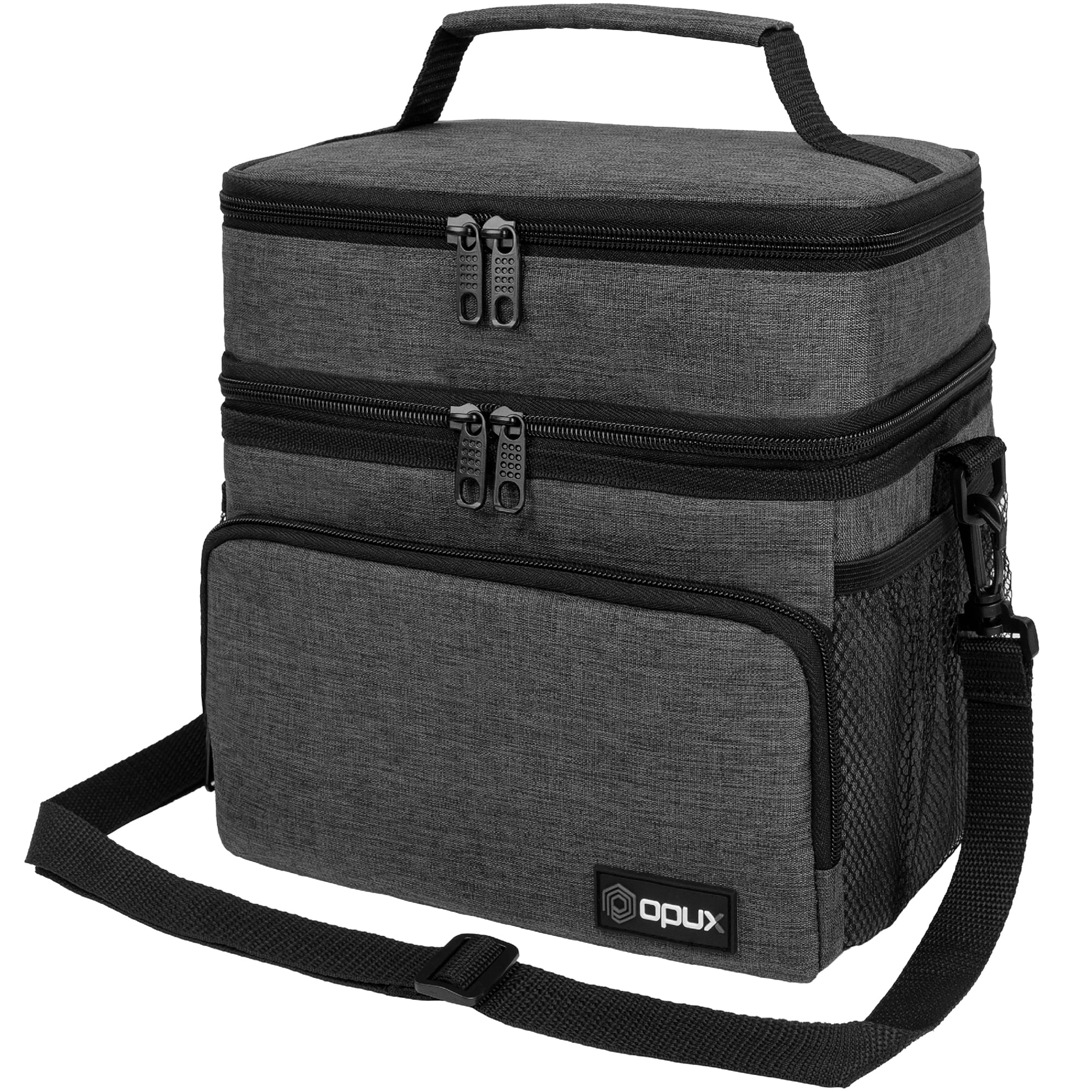 OPUX Insulated Dual Compartment Lunch Bag For Men Women Double Deck