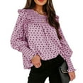 thumbnail image 1 of Mujeres camisa puff manga larga ruffle dot imprimir blusa cómoda para las mujeres Otoño Invierno, 1 of 5