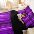 thumbnail image 5 of jejeloiu Purple Black Gradient Stripe 7pcs Bedding Comforter Set Kids,Geometric Ombre Lines Queen Bedding Sets,Reversible, 5 of 7