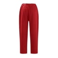 thumbnail image 5 of AKEGAMN Cotton Pants Back Elastic Waist Casual Trousers, Red M, Size S-XXL, 5 of 5