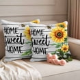 thumbnail image 2 of Home Sweet Home Sunflower Pillow Covers 2 Pack Fatmhou Rustic Grey Wood Board Pillowcase Waterproof Outdoor Throw Pillow Cover for Patio Garden Square Cushion 24”x24”, 2 of 9