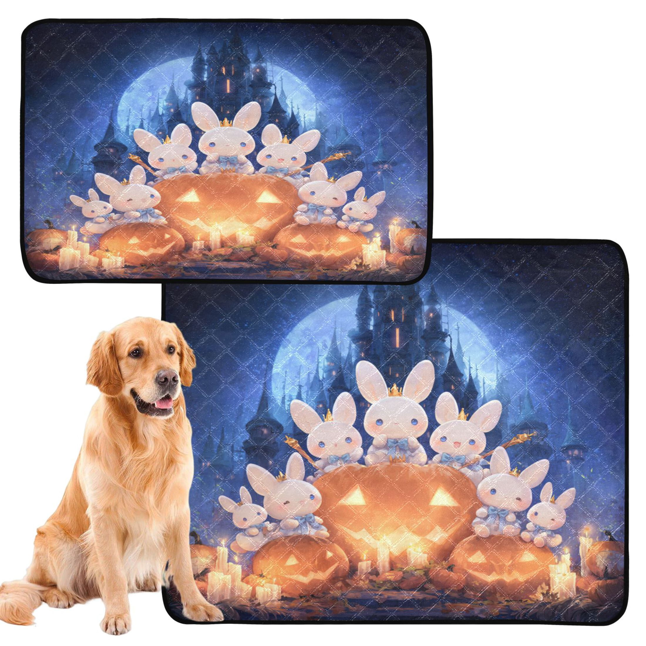 Qxltty Halloween Rabbits Cat litter Pads Pet Set of 3 Diaper Mats Center Anti-leakage Layer Absorbent Soft and Comfortable
