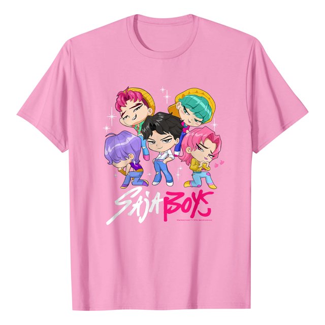 Pop cazadora para niña Graphic Round-Neck Short Sleeve T Shirt For Kids Youth Fashion Tee With Cartoon Print Design Soft Blend Top For Children (Pink)