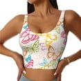 thumbnail image 3 of Goofa Retro Colorful Butterfly Printed Sports Bras for Women, High Impact Running Bra Workout Crop Tank Tops Longline Sports Bra Push up-Small, 3 of 9