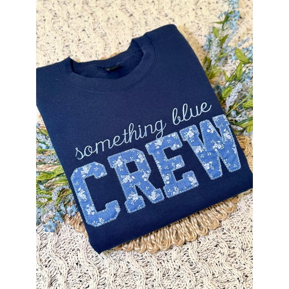 Something Blue Crew Sweatshirt, Embroidered Bridal Sweatshirt, Coquette Bridesmaids Sweatshirt, Bridesmaide Embroidered Sweater, I Do Crew