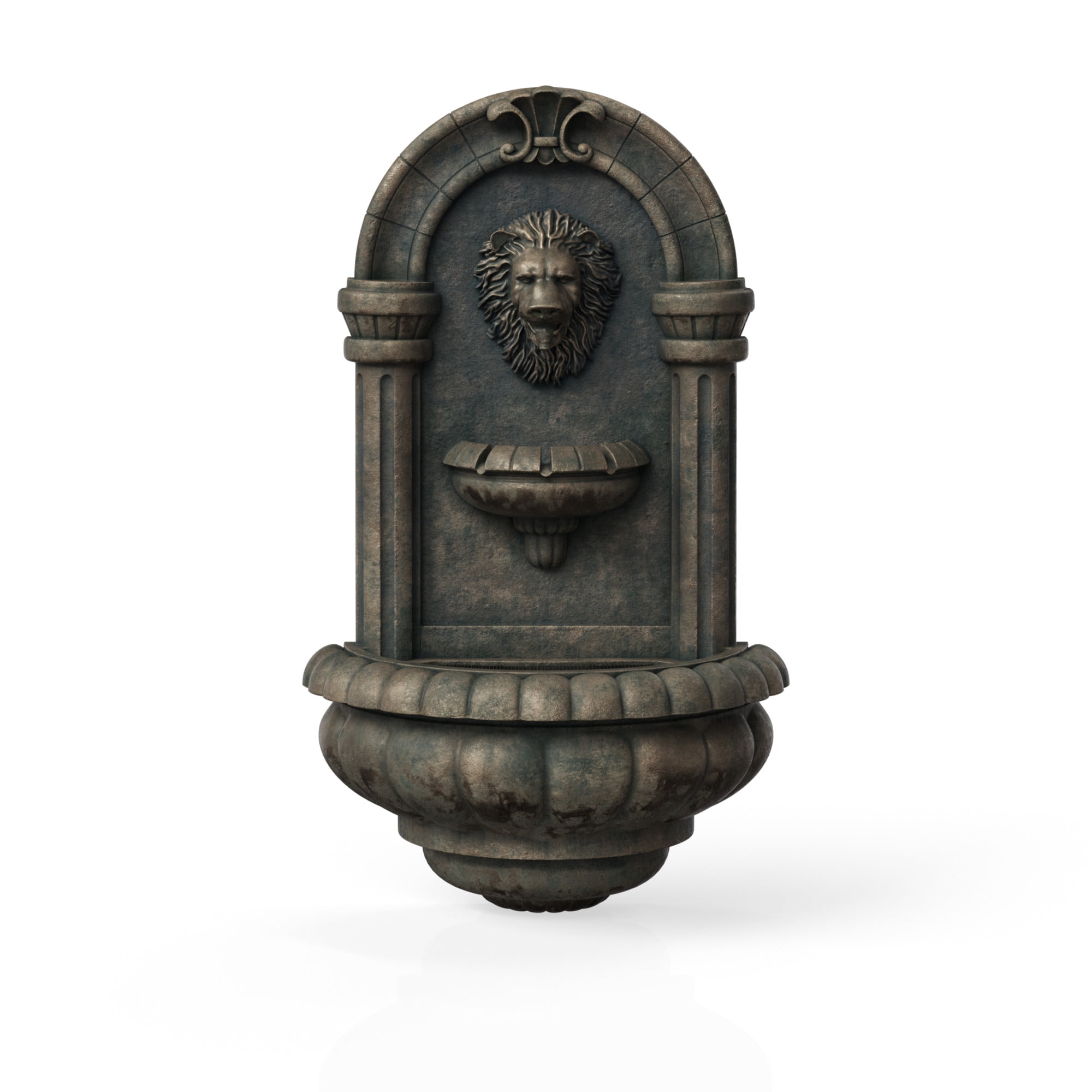 Teamson Home Tiered Lion Outdoor Water Fountain–LED Light with Built-In Electric Pump & Simple Setup, Antique Bronze