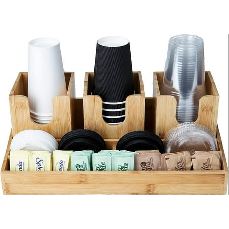 

Bamboo Breakroom 6 Compartments Brown Condiment Organizer