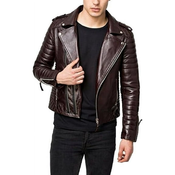 Men Leather Jacket New 100% Genuine Soft Lambskin Slim Biker Bomber Coat A188