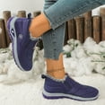 thumbnail image 4 of Winter Boots for Women Thickened Warm Plush Lined Slip on Ankle Snow Boots Nonslip Cold Weather Outdoor Sneakers Hiking Shoes Purple Size 7.5, 4 of 6