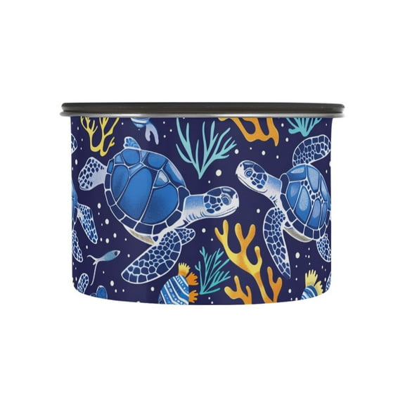 Sea Turtle Coral Fish Airtight Coffee Bean Canister 17oz Food Storage Containers with Lids For Gournd, Tea, Sugar, Flour, Rice, Cereal, Candy Cookie Jar